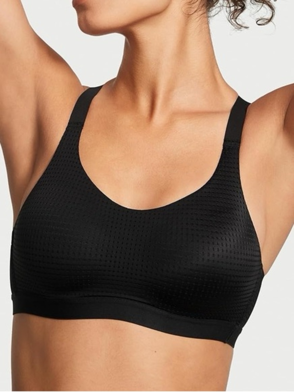 Victoria's Secret black lightweight perforated sports bra 32c NWT